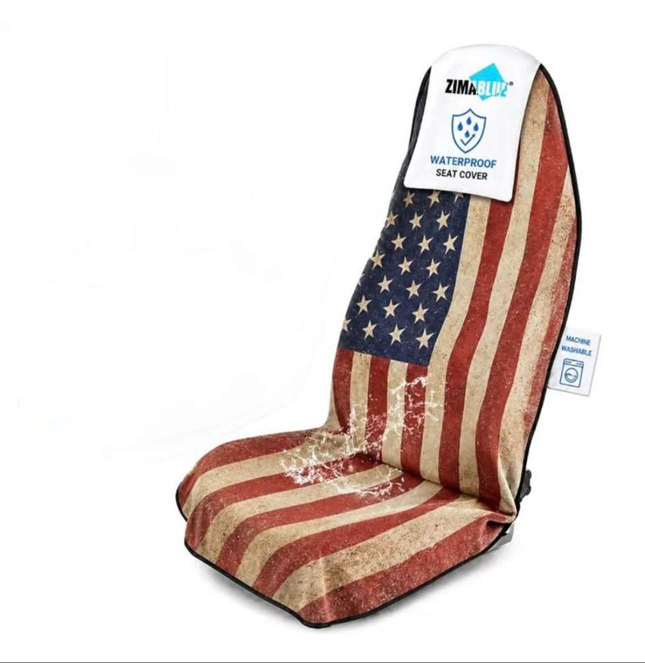Zimablue Waterproof American Flag Car Seat Cover
