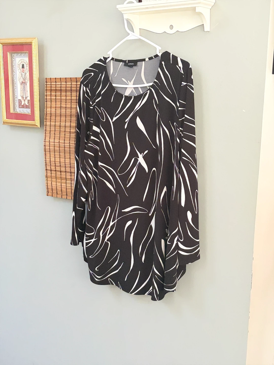 Alfani Black & White Print Tunic Top 2X