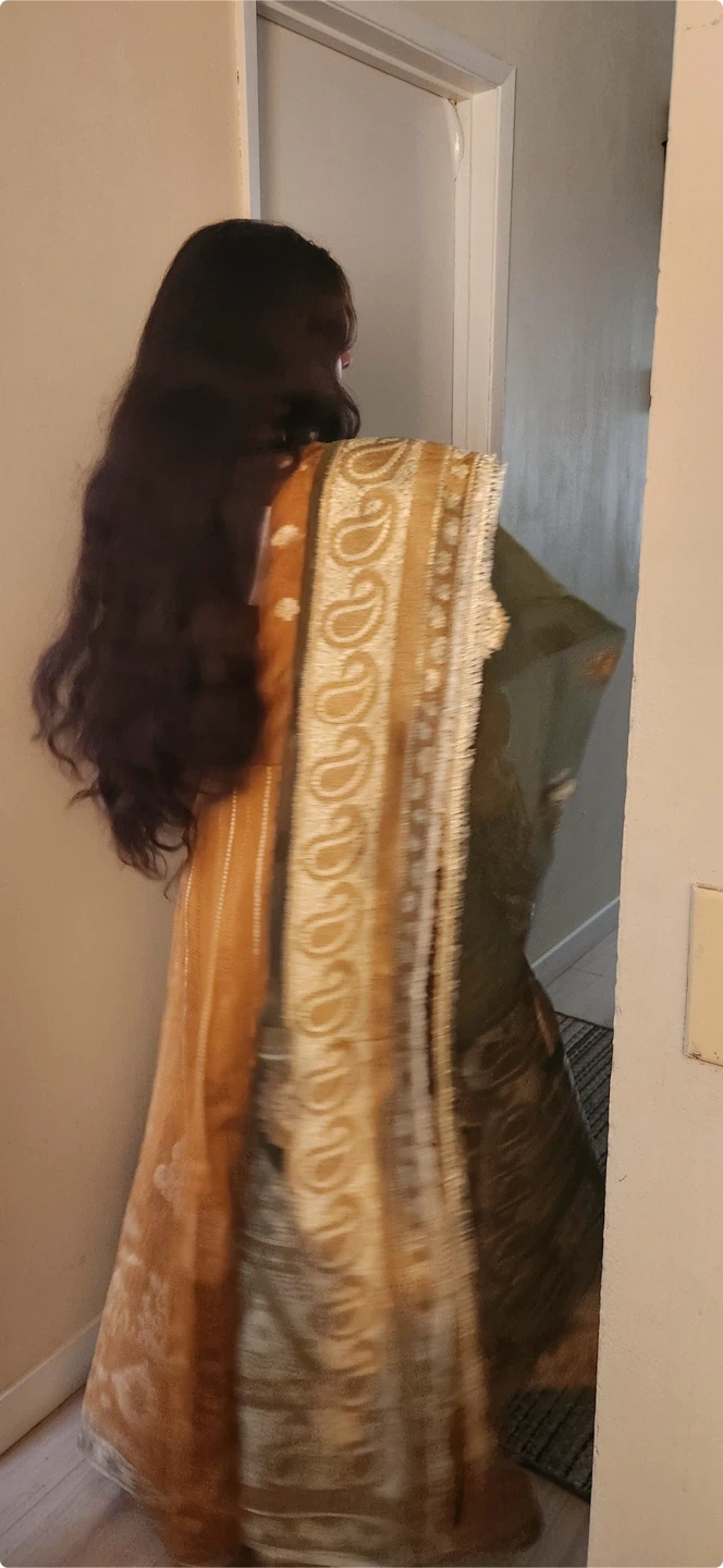 Woman's Mustard Yellow Kameez Shalwar with Scarf - photo 3