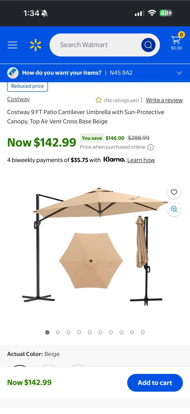 Costway 9 FT Patio Cantilever Umbrella