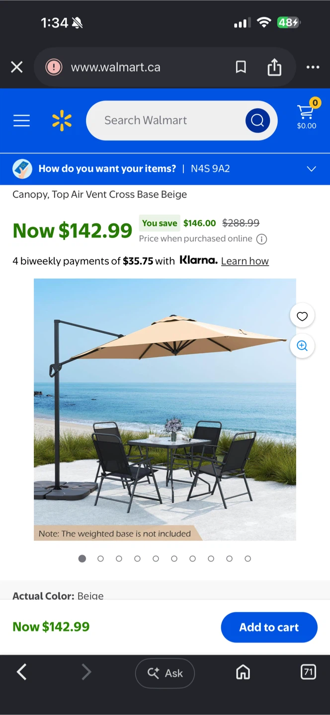 Costway 9 FT Patio Cantilever Umbrella - photo 2