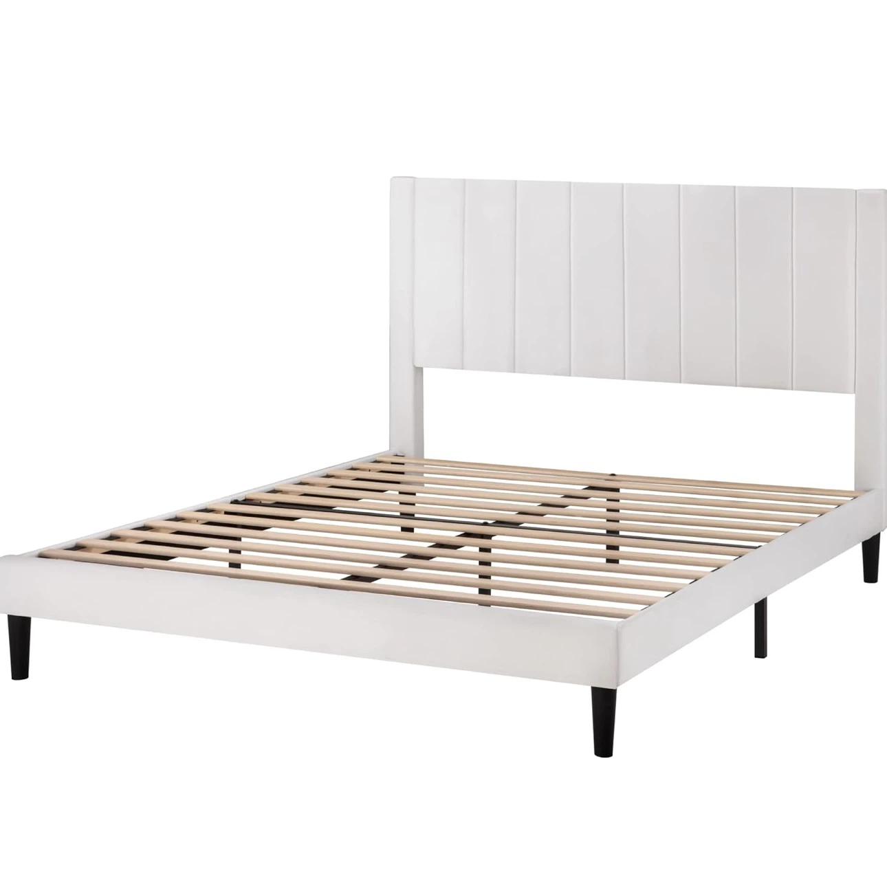White Velvet Upholstered Full Size Bed Frame - photo 4