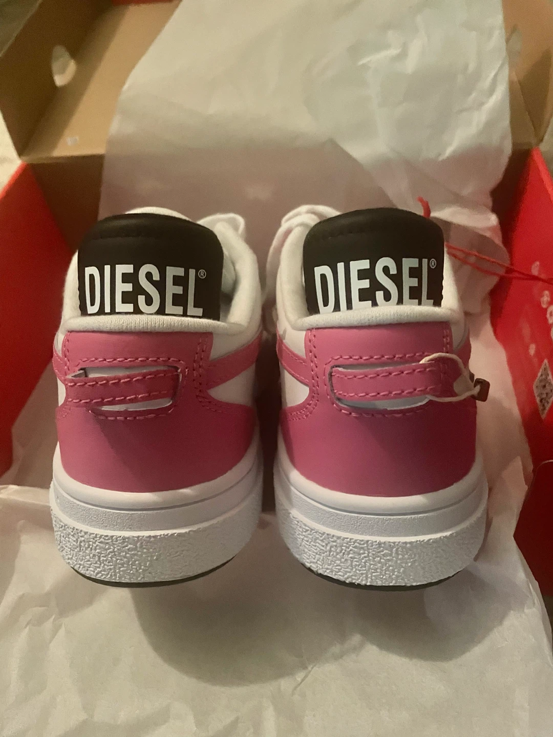 Diesel White and Pink Sneakers