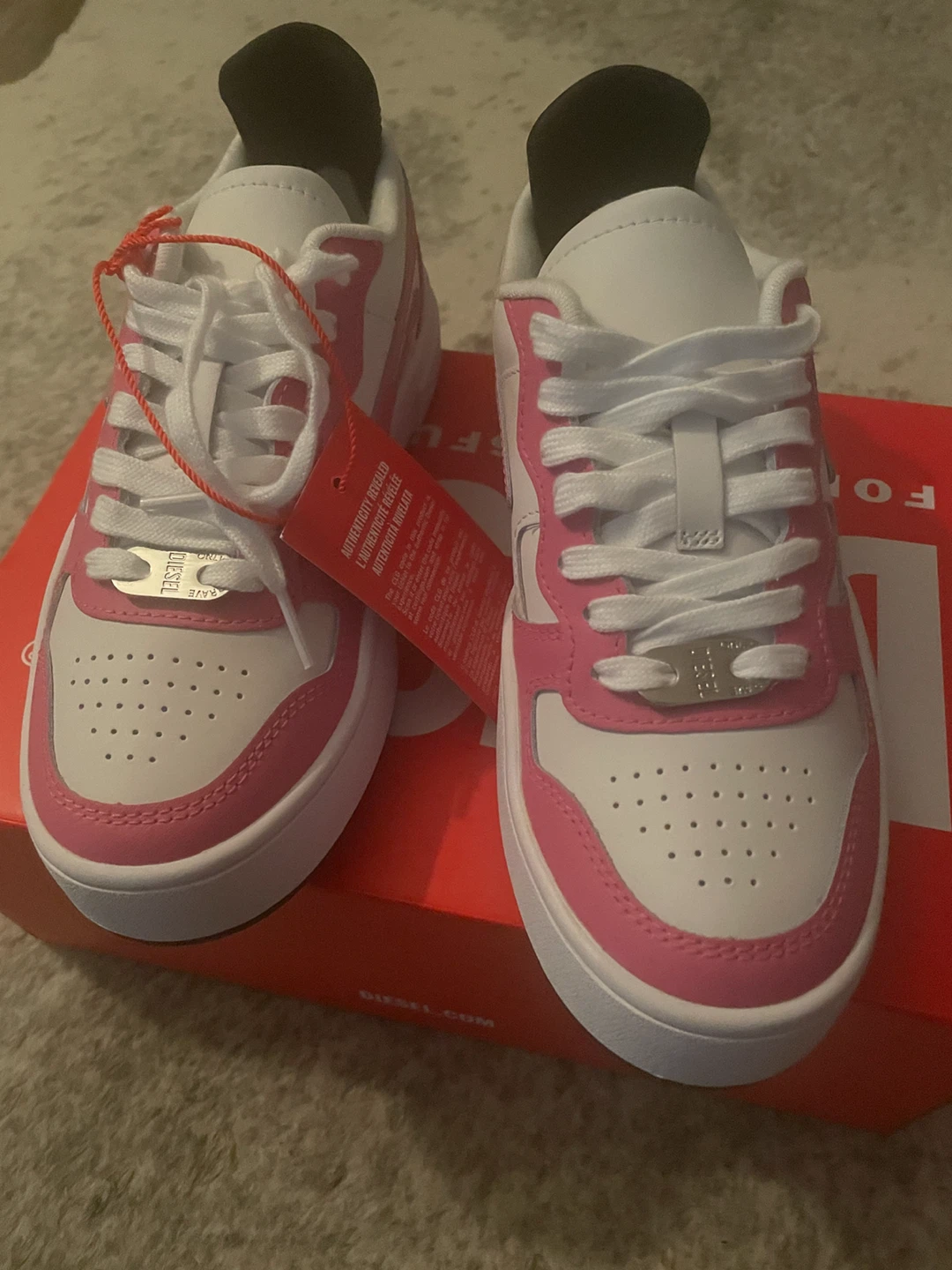 Diesel White and Pink Sneakers - photo 4