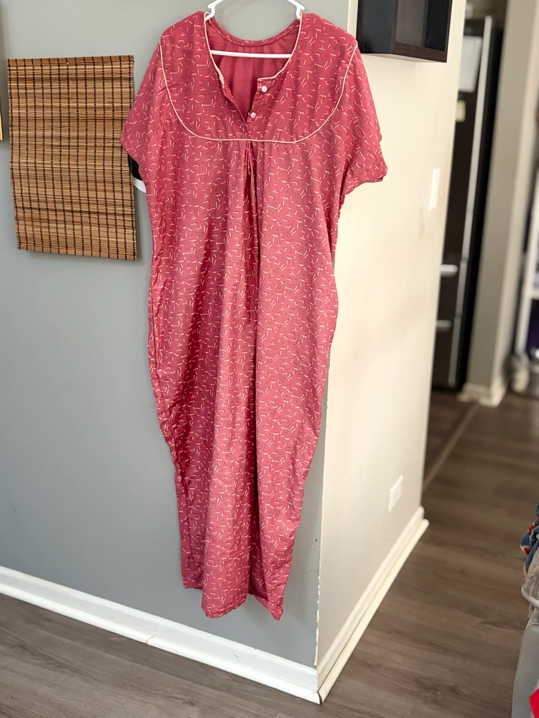 Pink Printed Cotton Full Length Nightgown in a XL Size - photo 2