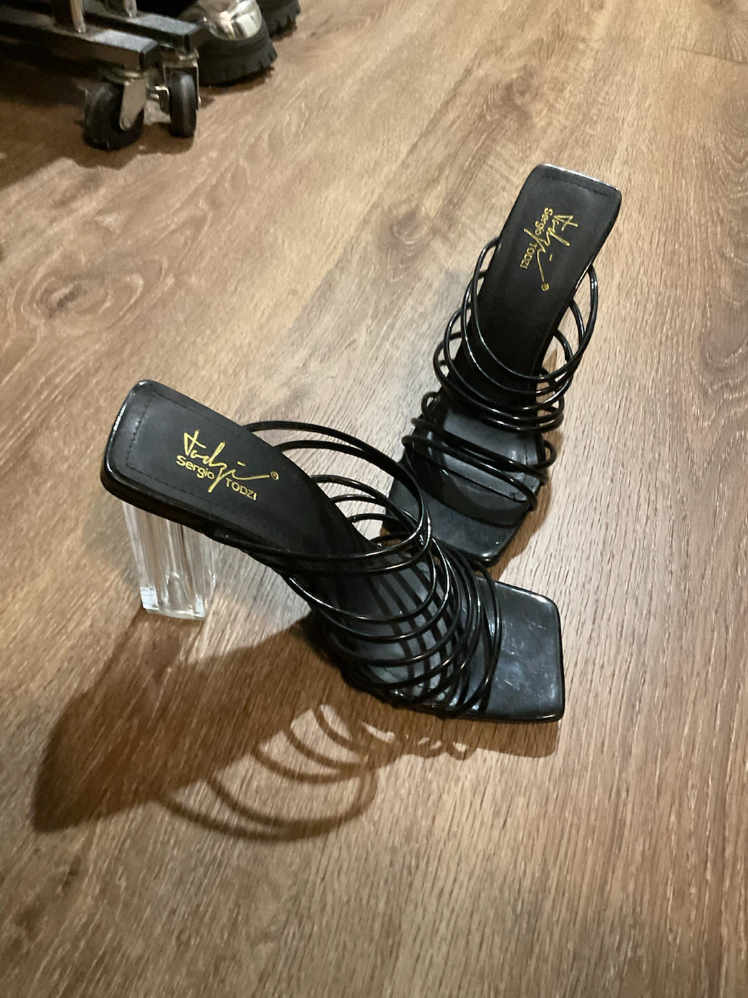 Strappy Black Clear Heels