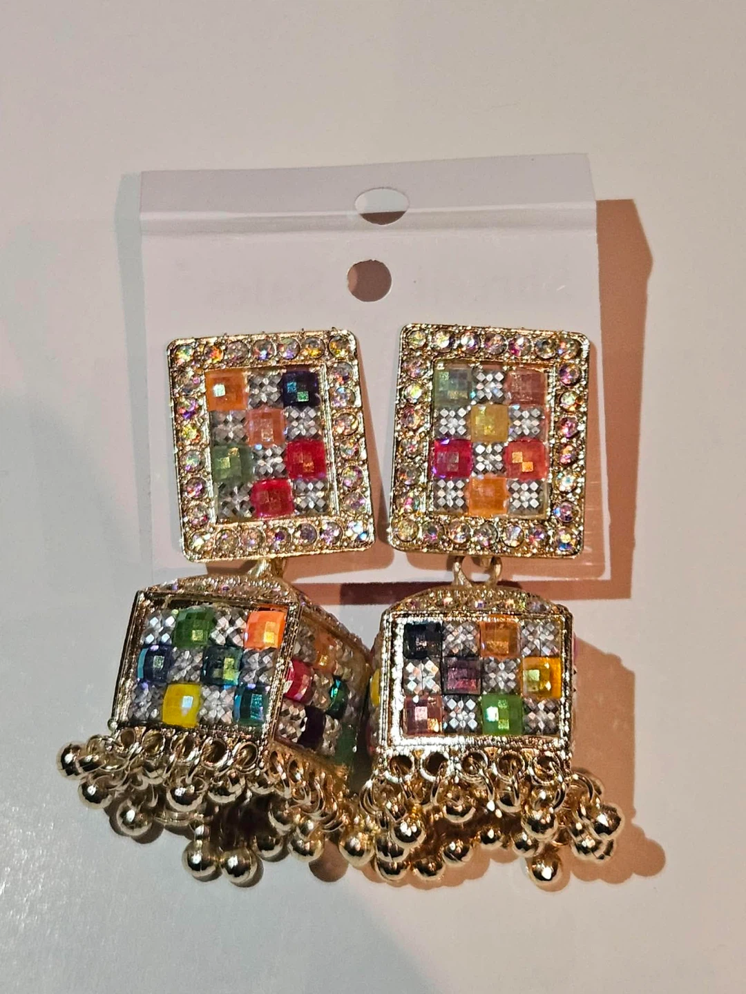 Sparkly Jhumka Earrings with Colourful Beads - photo 2