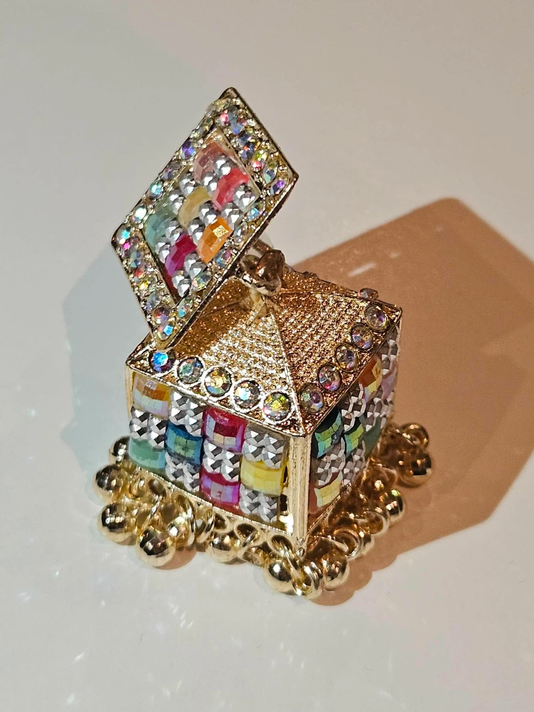 Sparkly Jhumka Earrings with Colourful Beads - photo 3