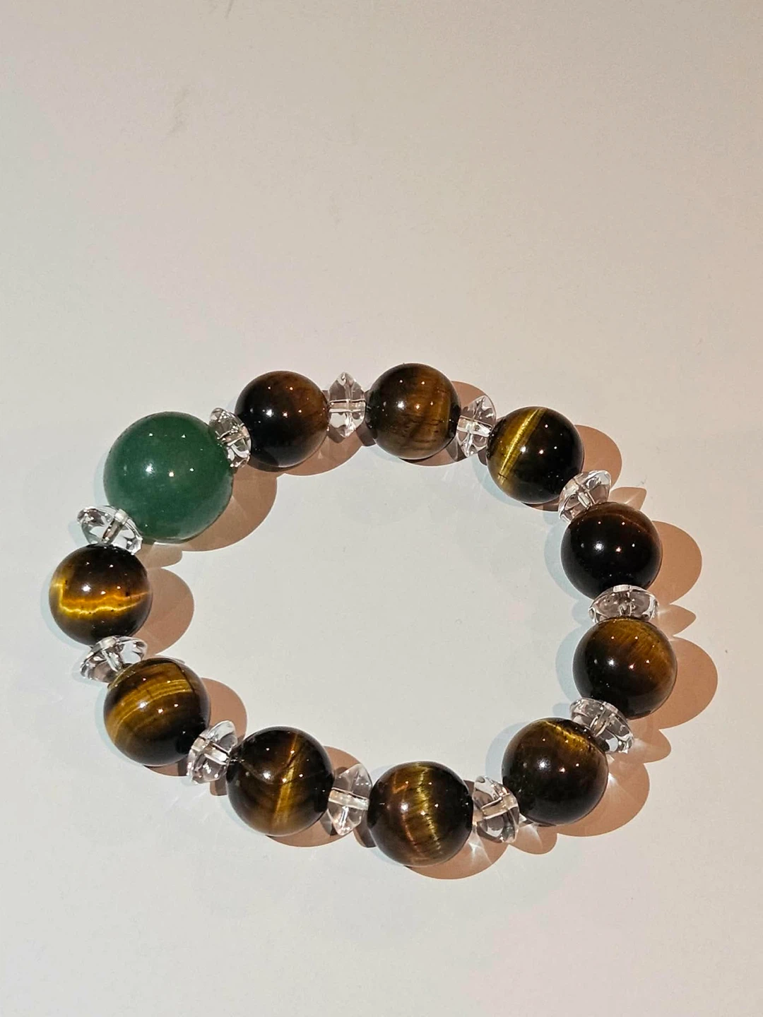 Tiger Eye and Green Stone Beaded Bracelet