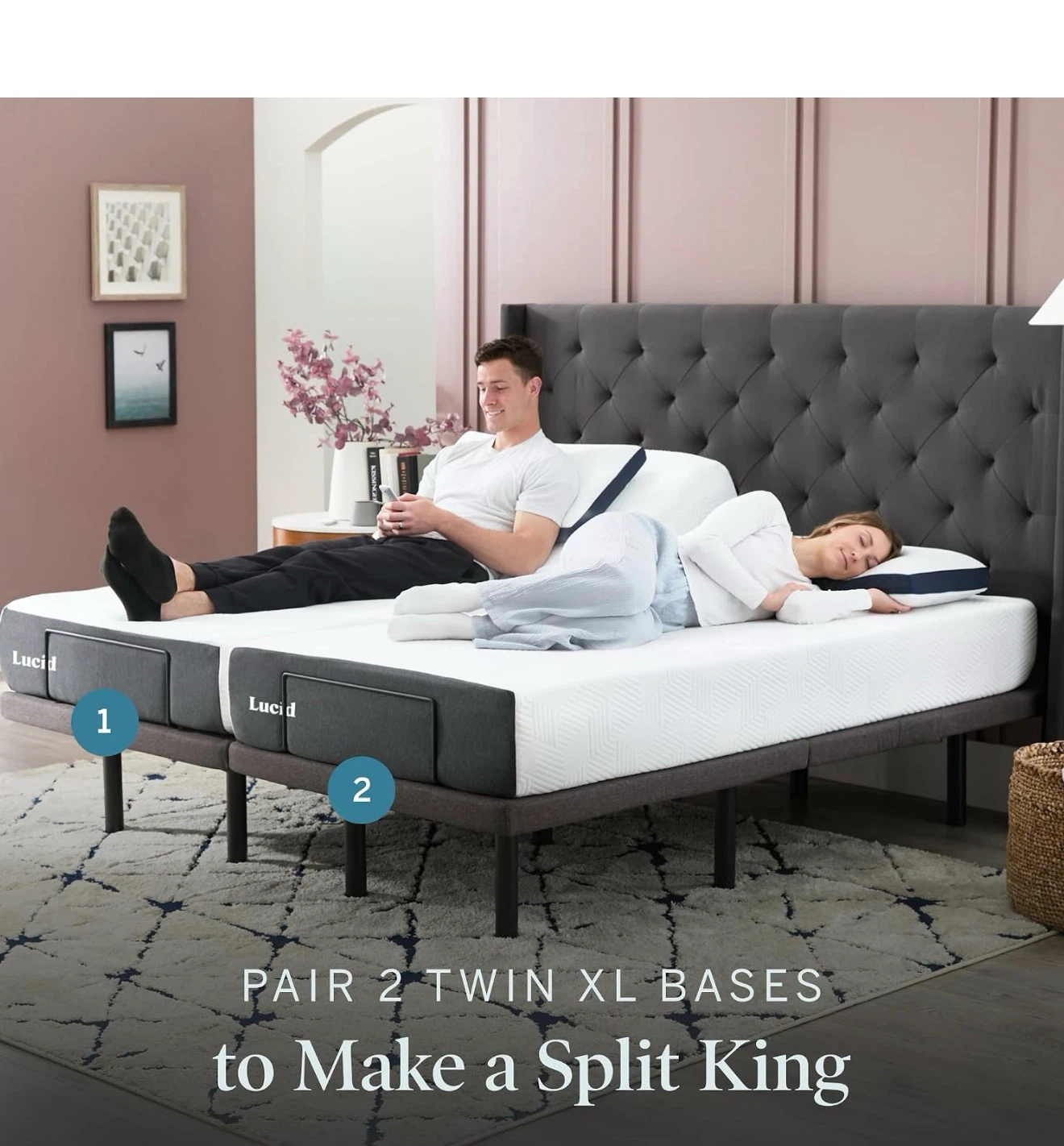Giantex Twin XL Adjustable Bed Base with Massage - photo 3