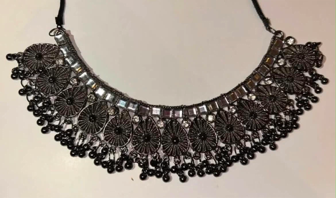 Statement Choker Necklace with Dangle Beads - photo 2