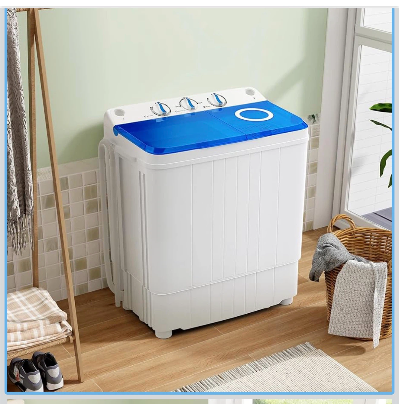 Portable Twin Tub Washing Machine - 17.6 lbs Capacity