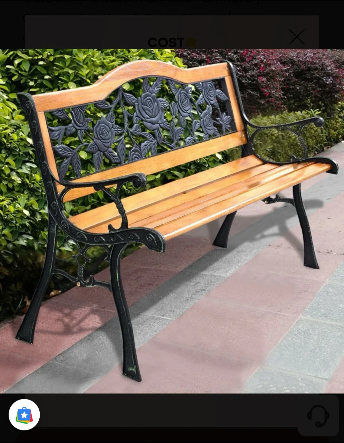 Outdoor Garden Bench with Rose Design - photo 2