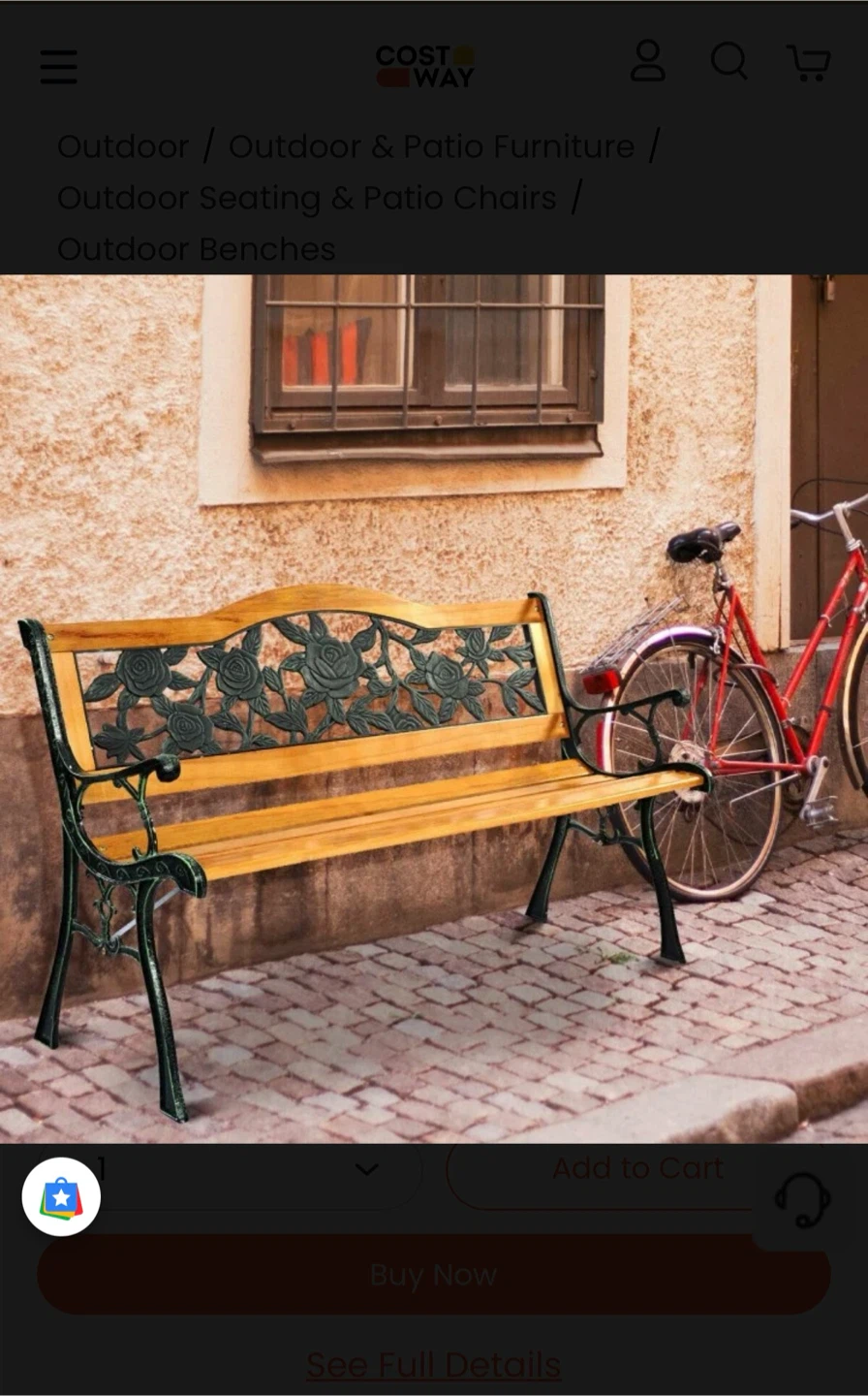 Outdoor Garden Bench with Rose Design - photo 3