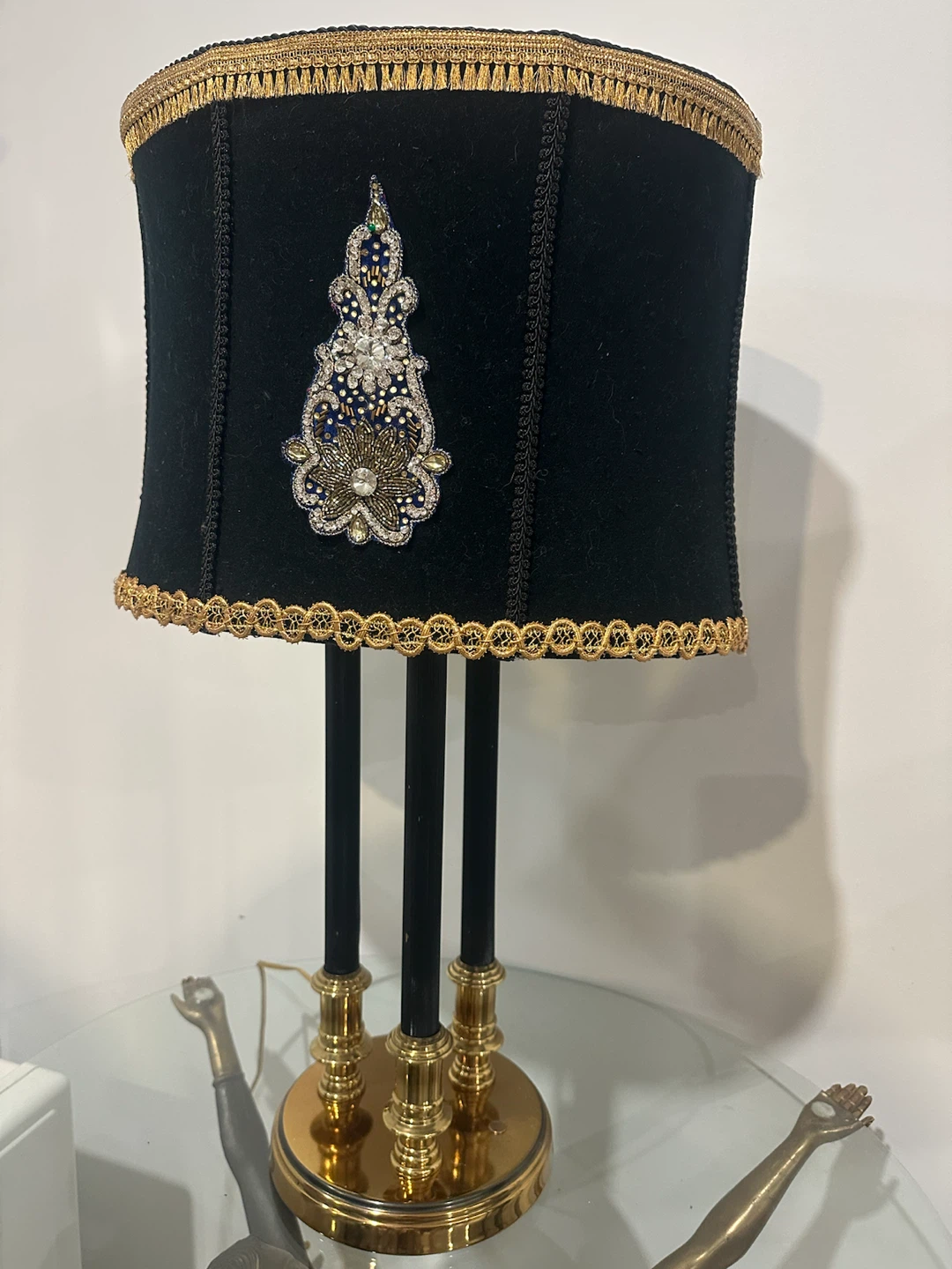 Luxury Black velvet  Table Lamp with Gold Embellishments - photo 2