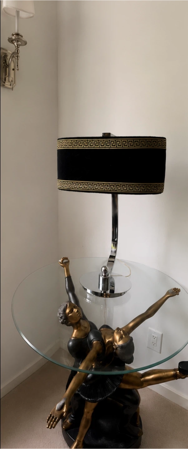 Black velvet Table Lamp with Decorative Base