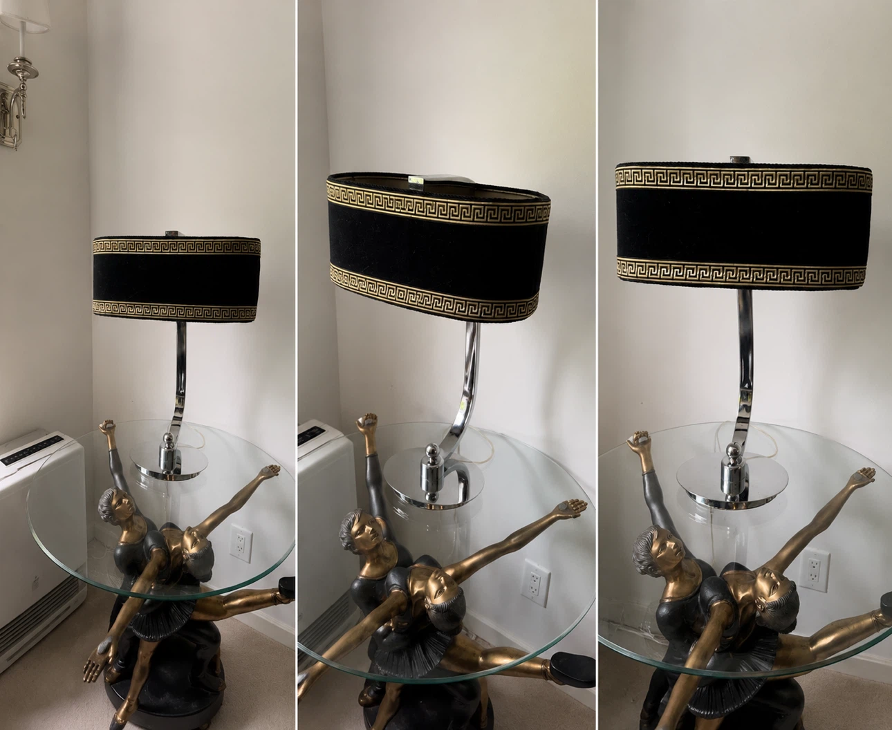 Black velvet Table Lamp with Decorative Base - photo 3
