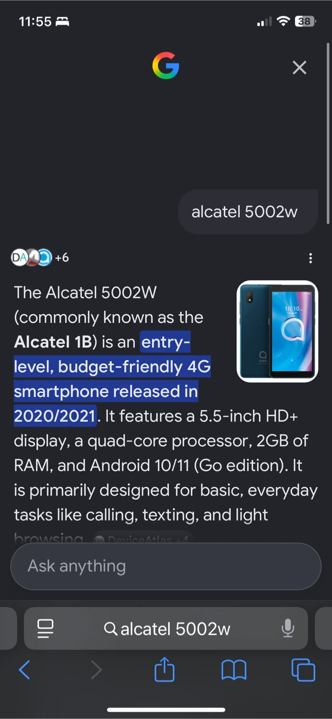 Alcatel 5002W 1B Smartphone - photo 4