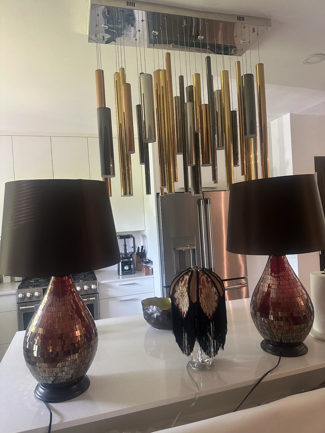 Pair of Mosaic Glass Table Lamps