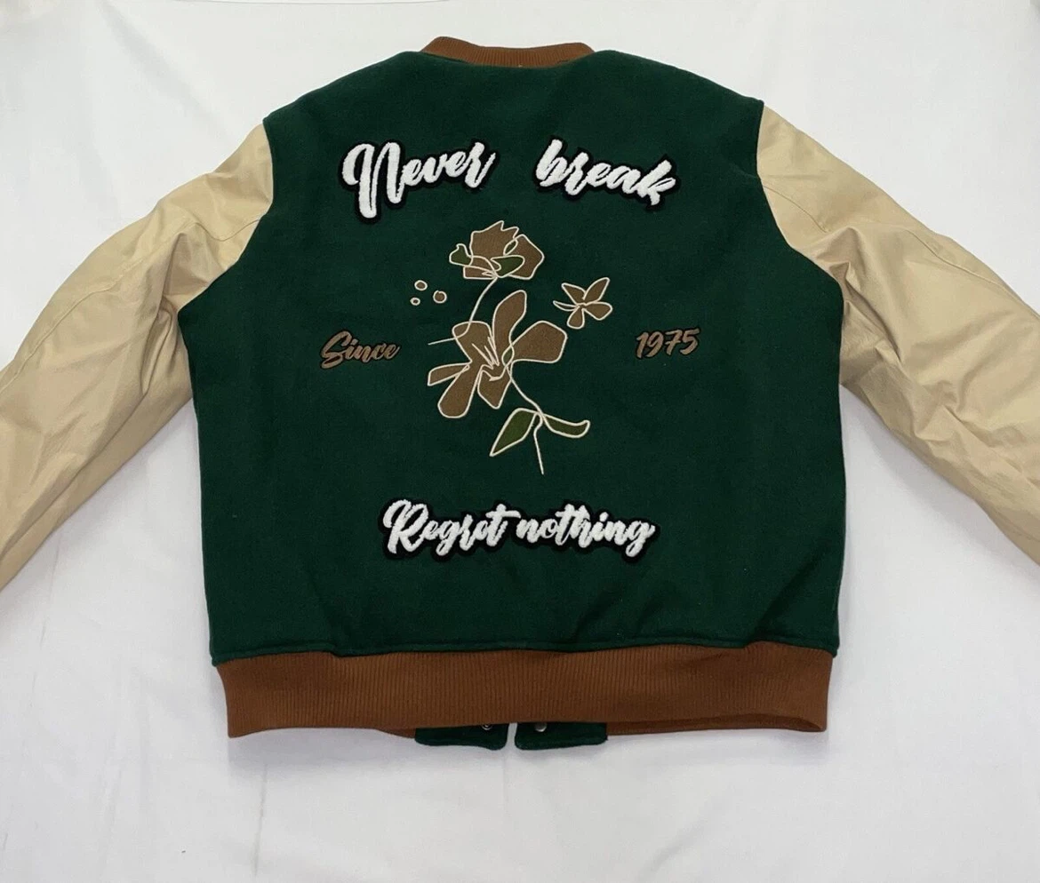 Zara Varsity Jacket Green/Cream - photo 3