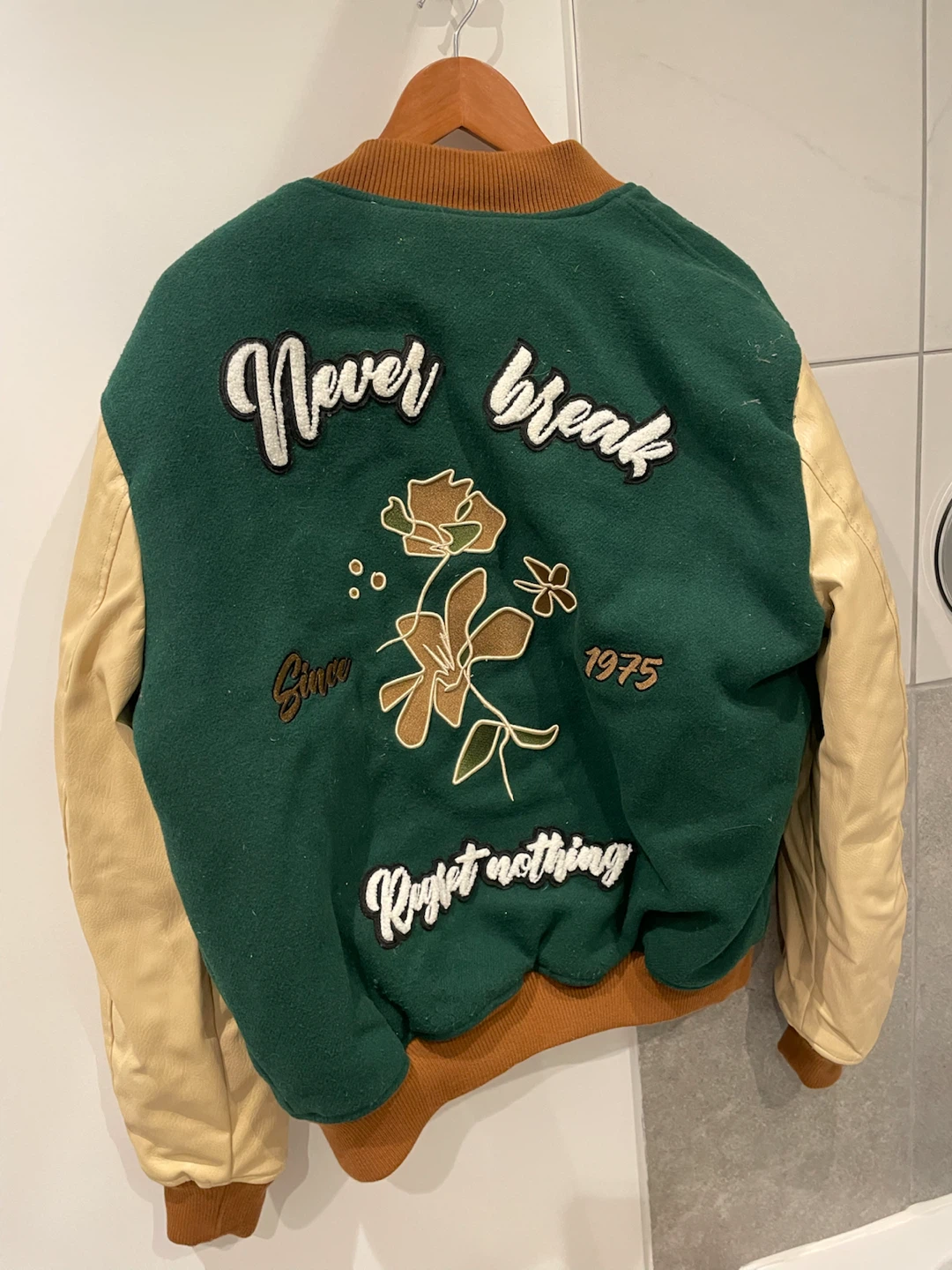 Zara Varsity Jacket Green/Cream - photo 4