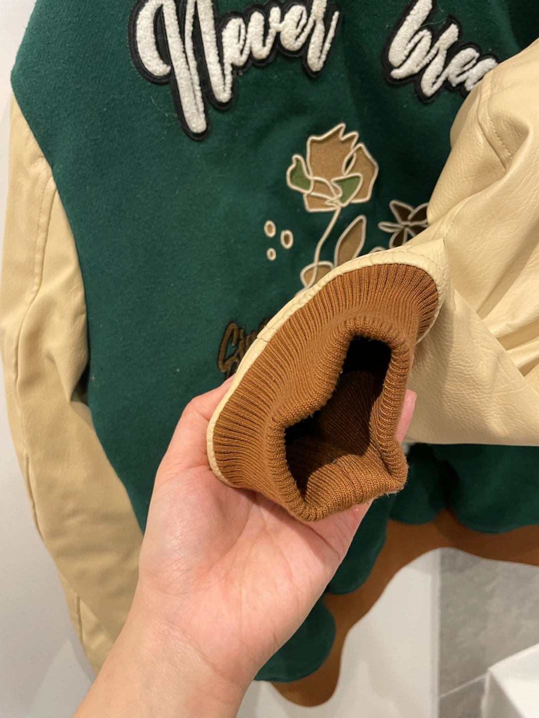 Zara Varsity Jacket Green/Cream - photo 5