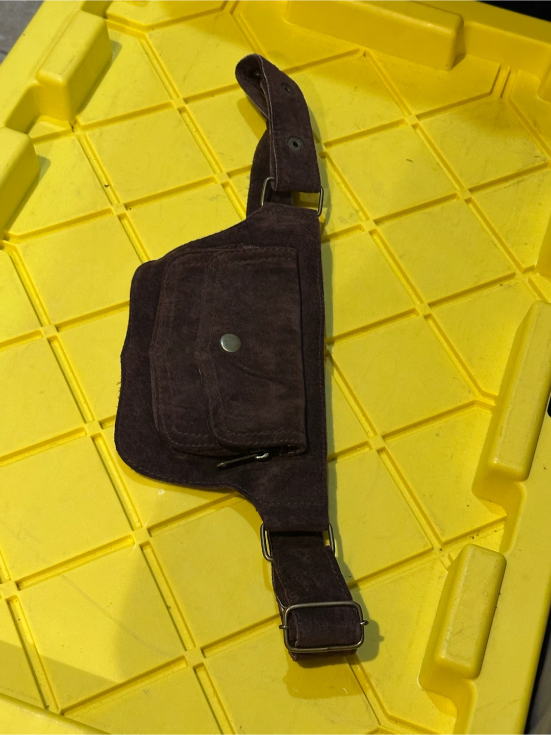 Brown Suede Pouch Belt Bag