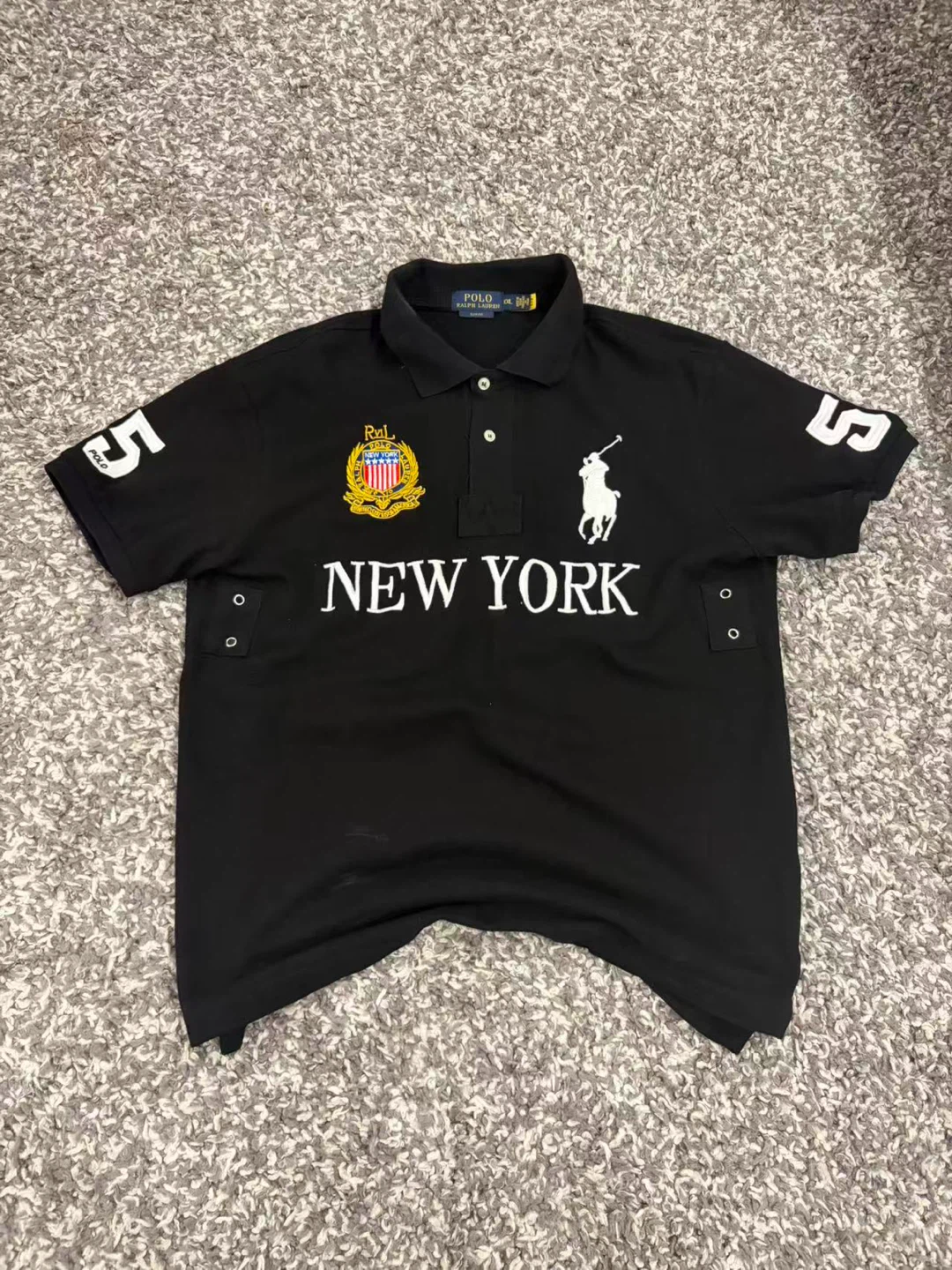 Ralph Lauren Polo "New York" "5" Black T-Shirt