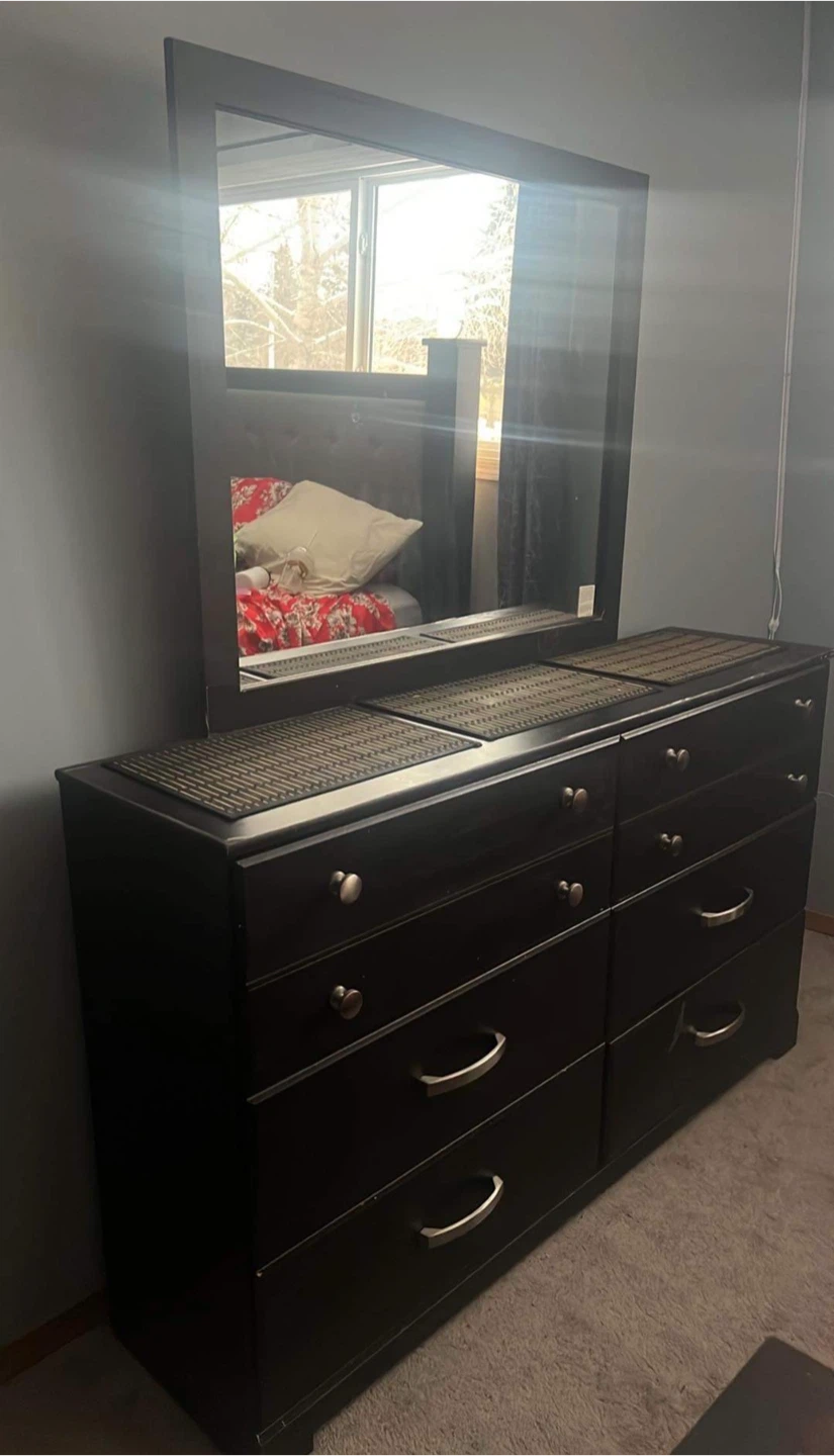 Dark Wood Dresser with Mirror - photo 2