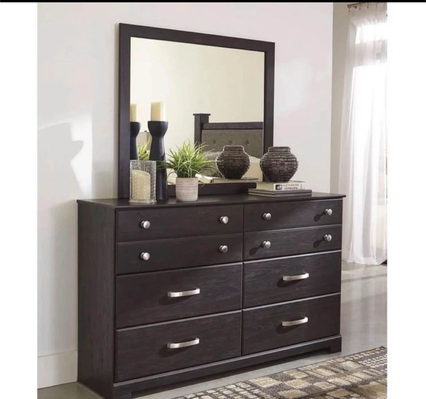 Dark Wood Dresser with Mirror