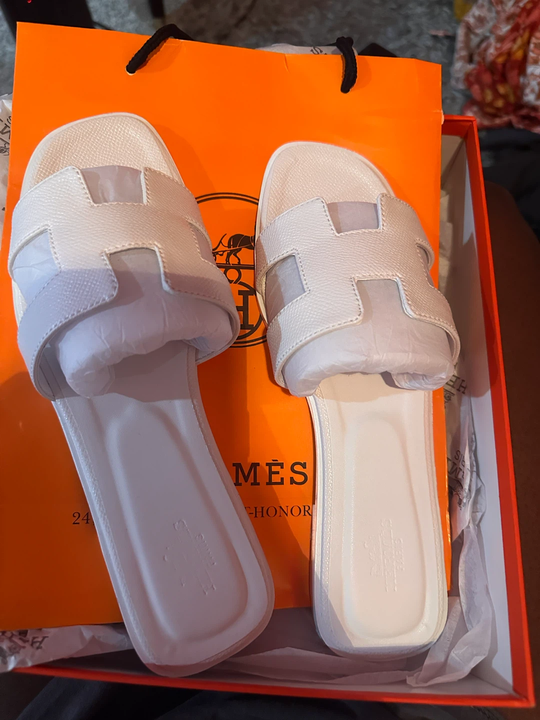Hermès White Leather H Sandals - photo 2