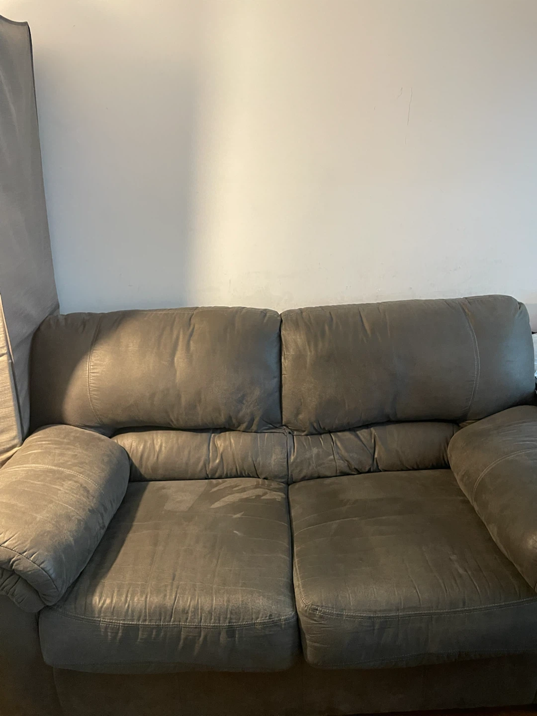Gray Faux Leather Loveseat Sofa