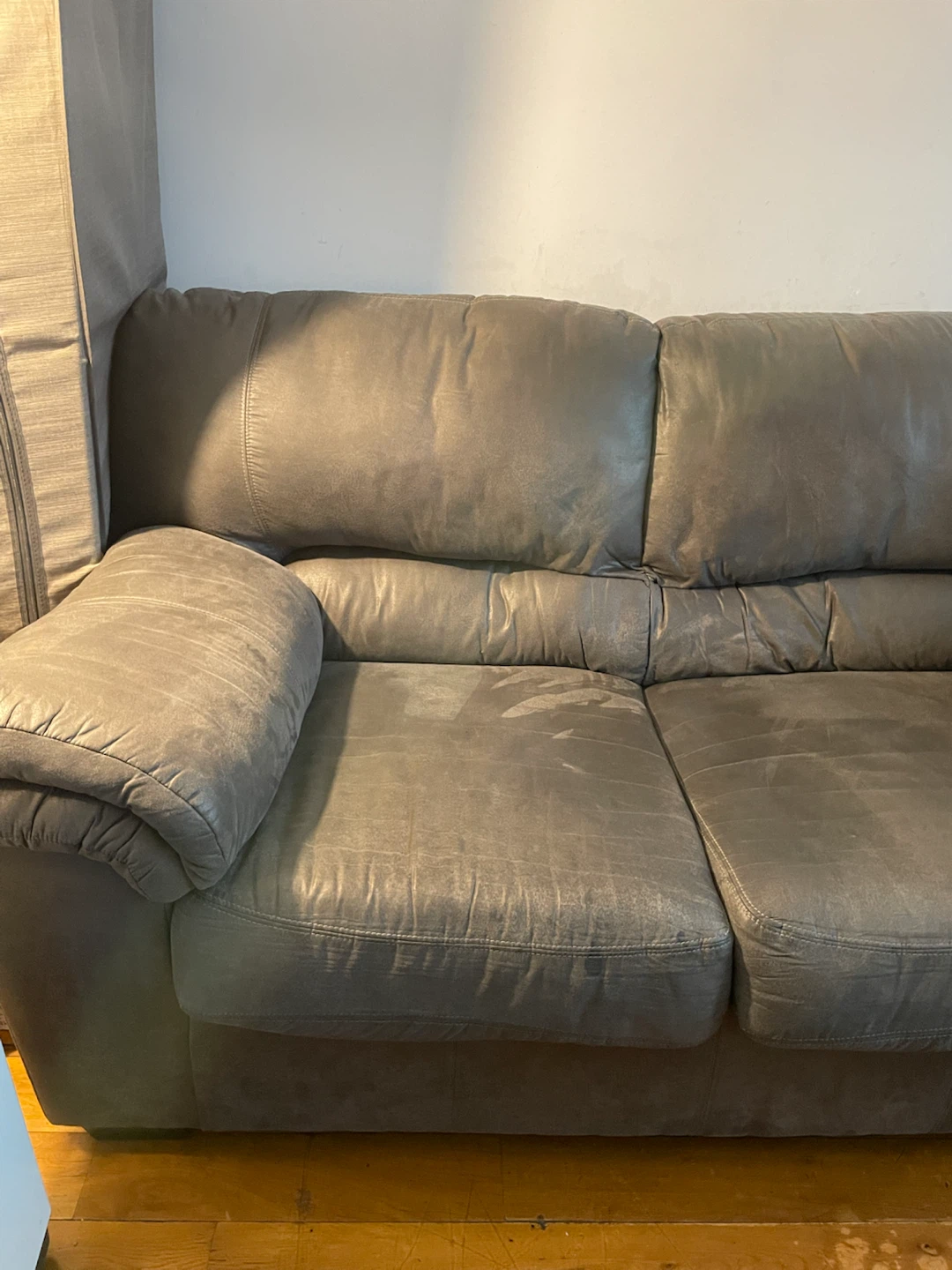 Gray Faux Leather Loveseat Sofa - photo 2