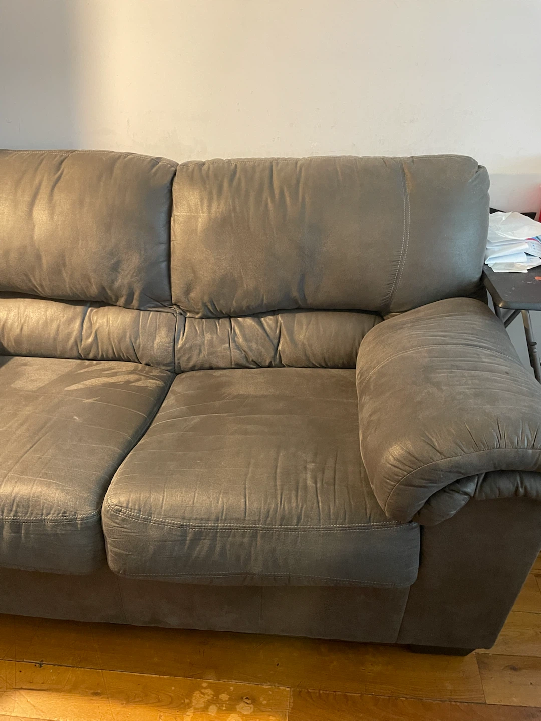 Gray Faux Leather Loveseat Sofa - photo 3