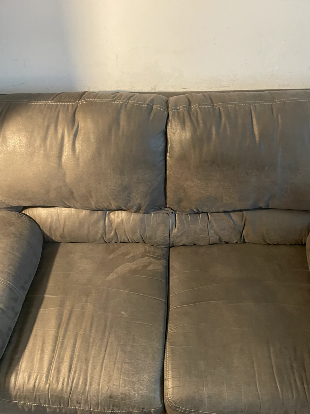 Gray Faux Leather Loveseat Sofa - photo 4