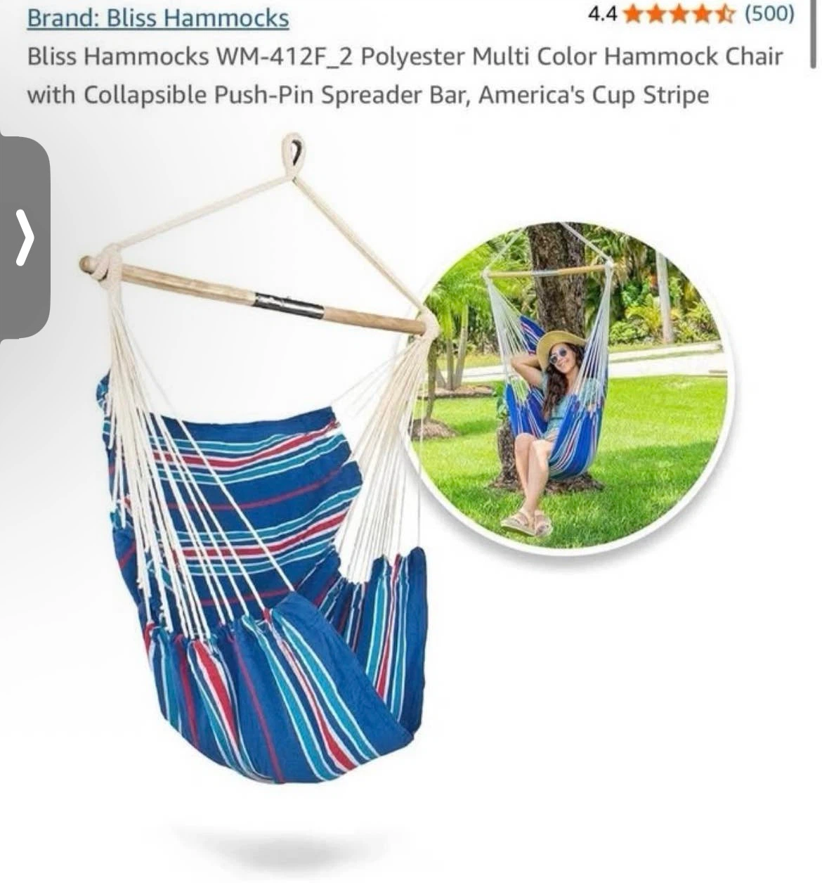 Bliss Hammocks WM-412F_2 Polyester Multi Color Hammock Chair