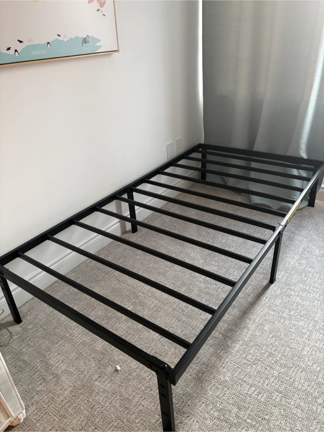 Twin Sized Foldable Black Metal Bed Frame