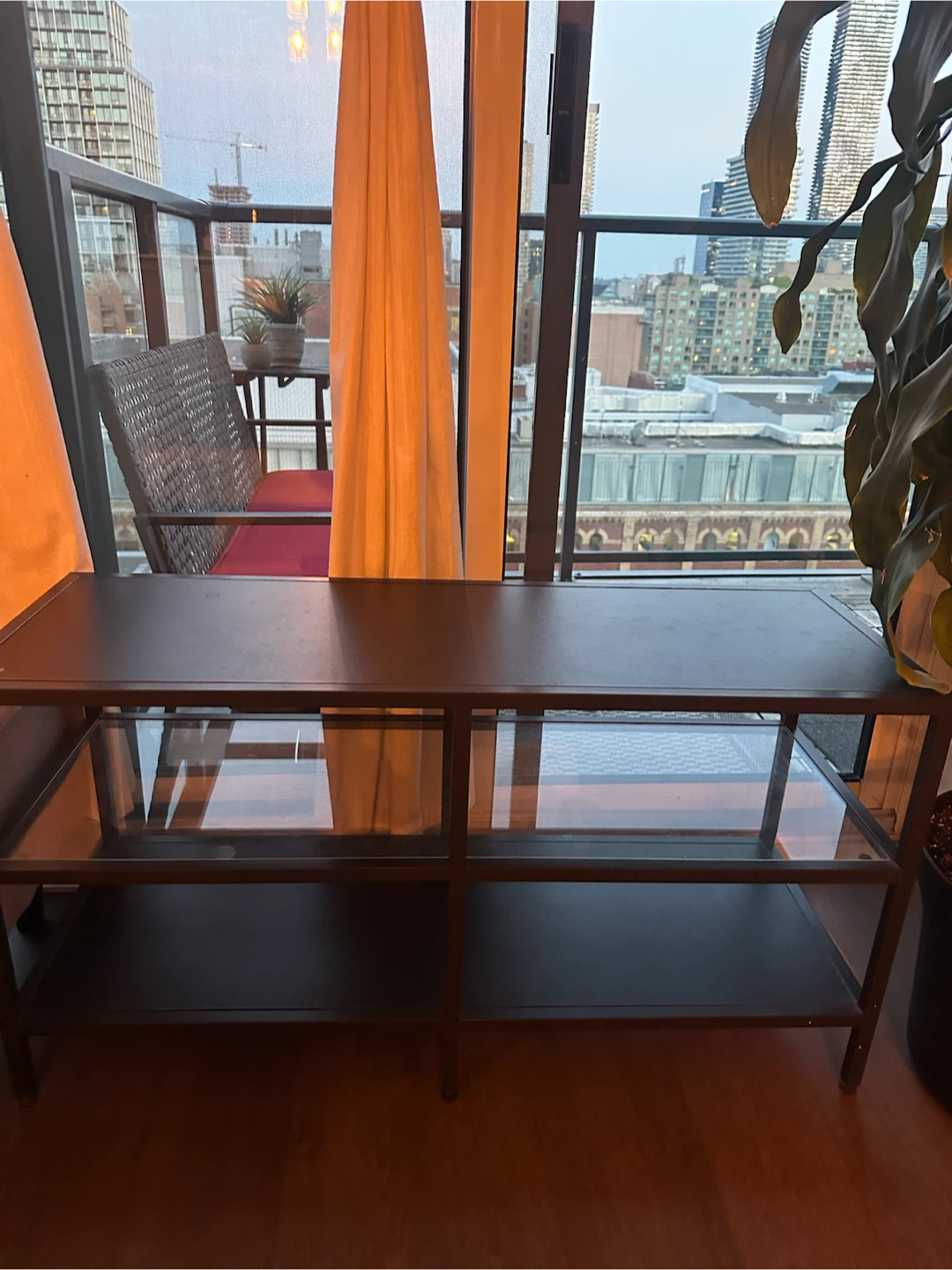 TV Stand with Glass Shelves