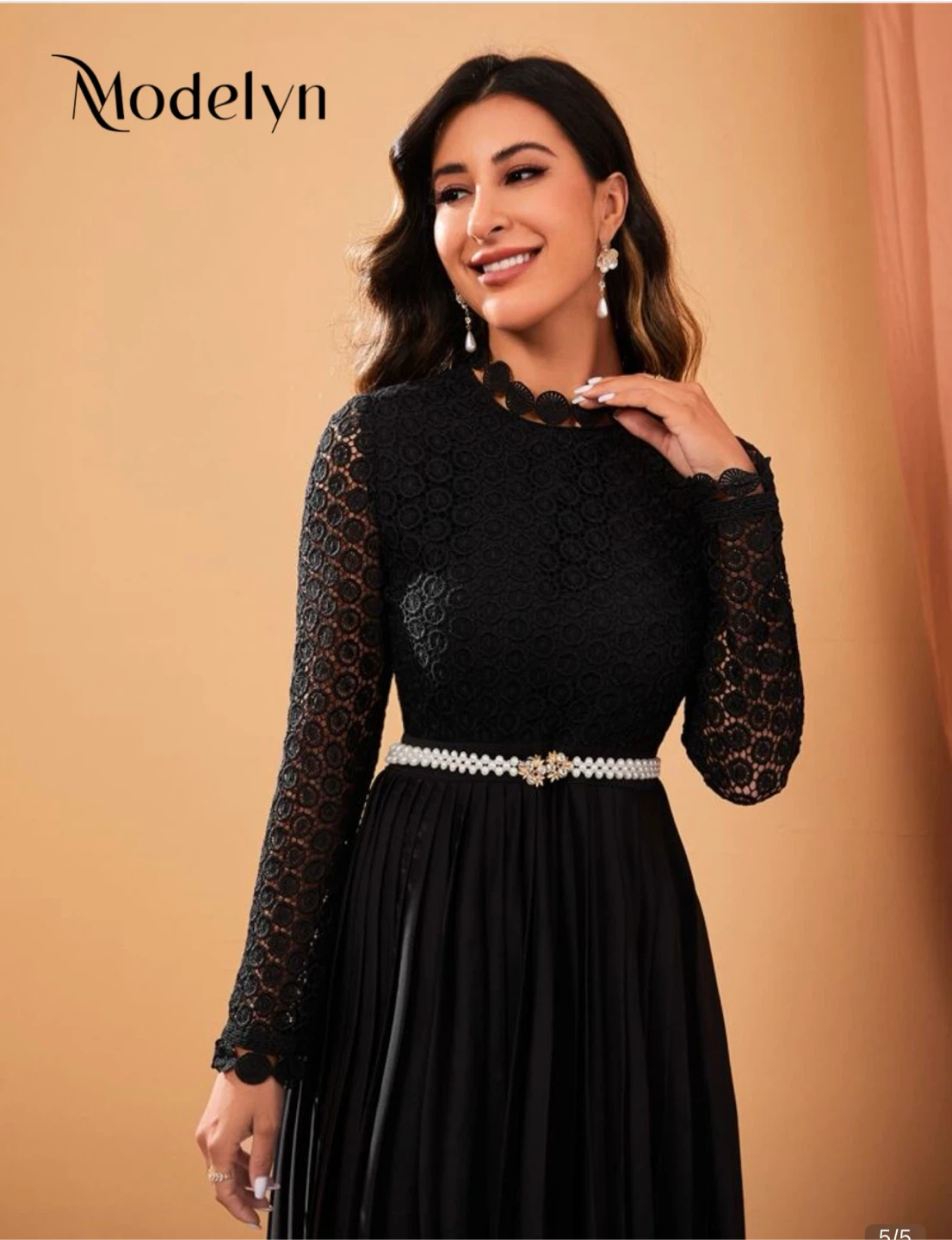 Black Lace and Pleated Maxi Dress - photo 2
