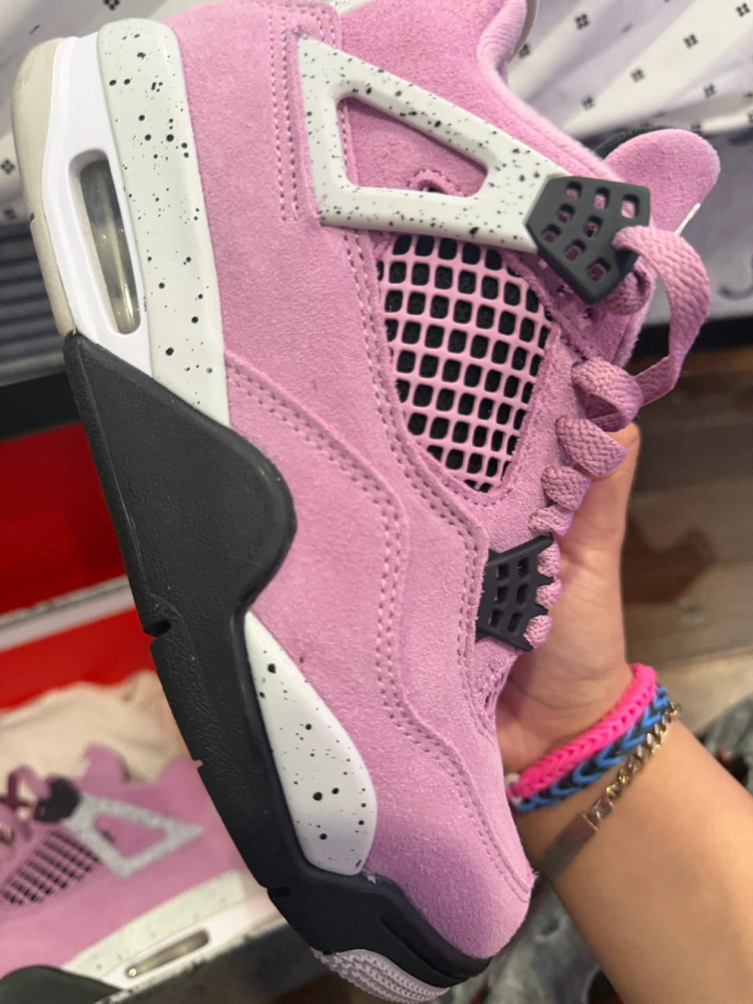 Jordan 4 Retro "Vivid Pink" Suede Sneakers - photo 2