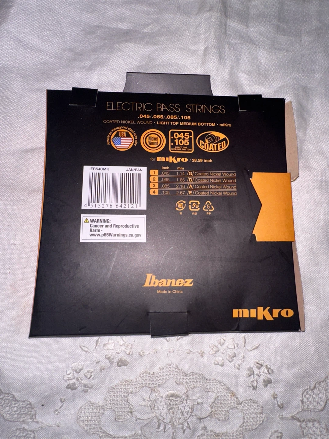 Ibanez Mikro Electric Bass Strings .045-.105 Coated Nickel Wound - photo 3