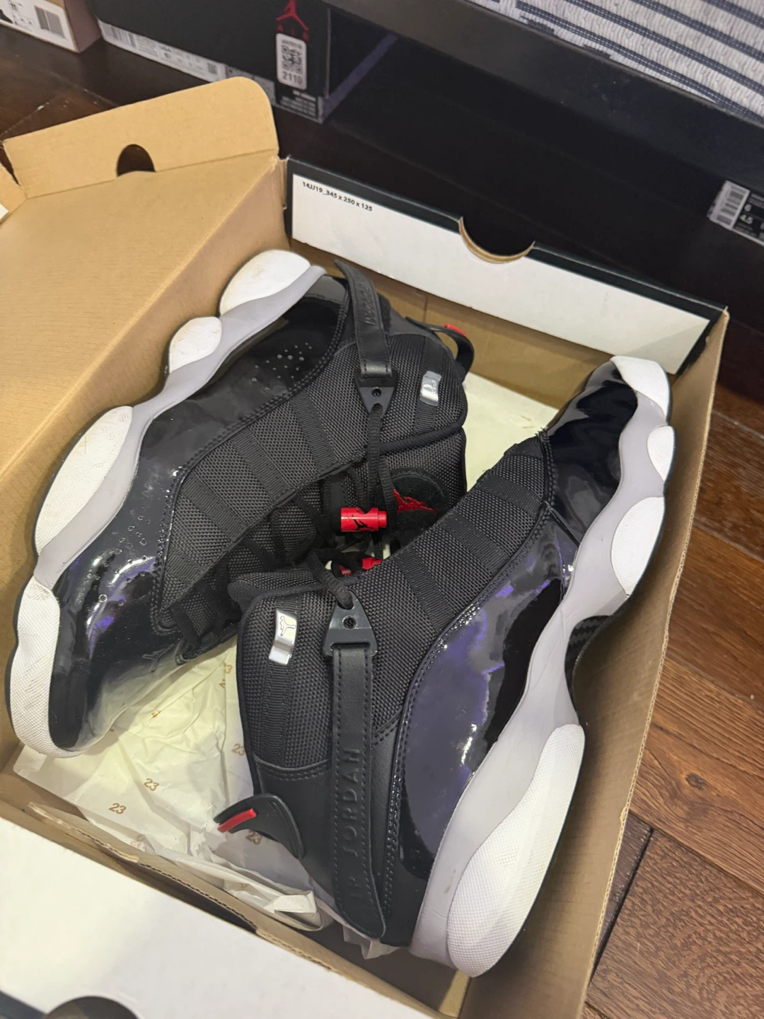 Jordan 6 Rings Black Red Shoes