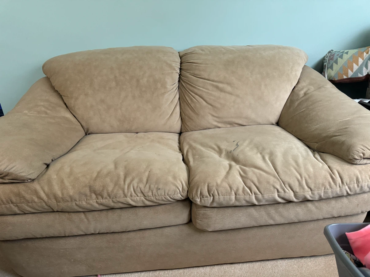 Tan Suede Sofa, Love Sofa & Armchair Set - photo 2