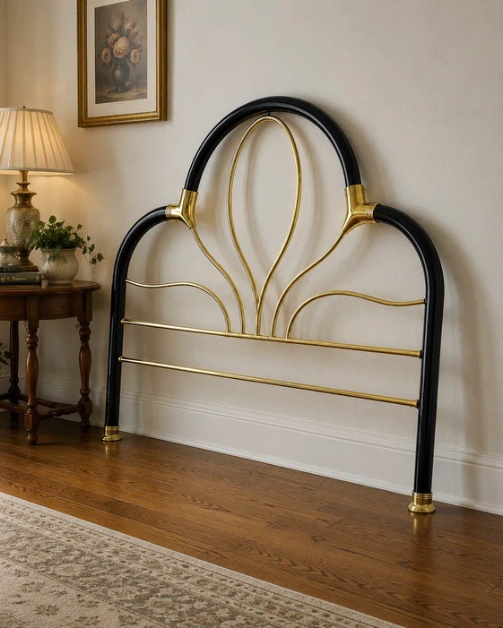 Black and Brass Metal Headboard