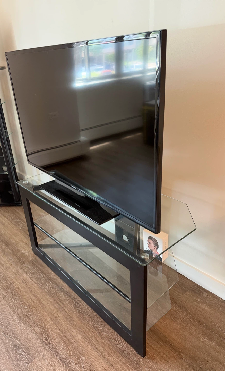 TV Stand with Glass Shelves