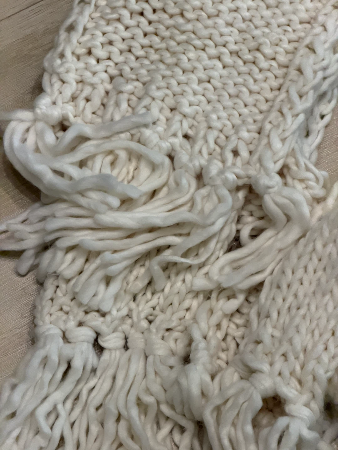 2 Cream Knit Scarves with Fringe - photo 3