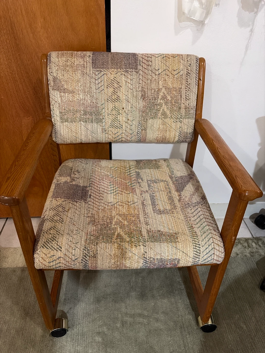 Wooden Armchair with Wheels