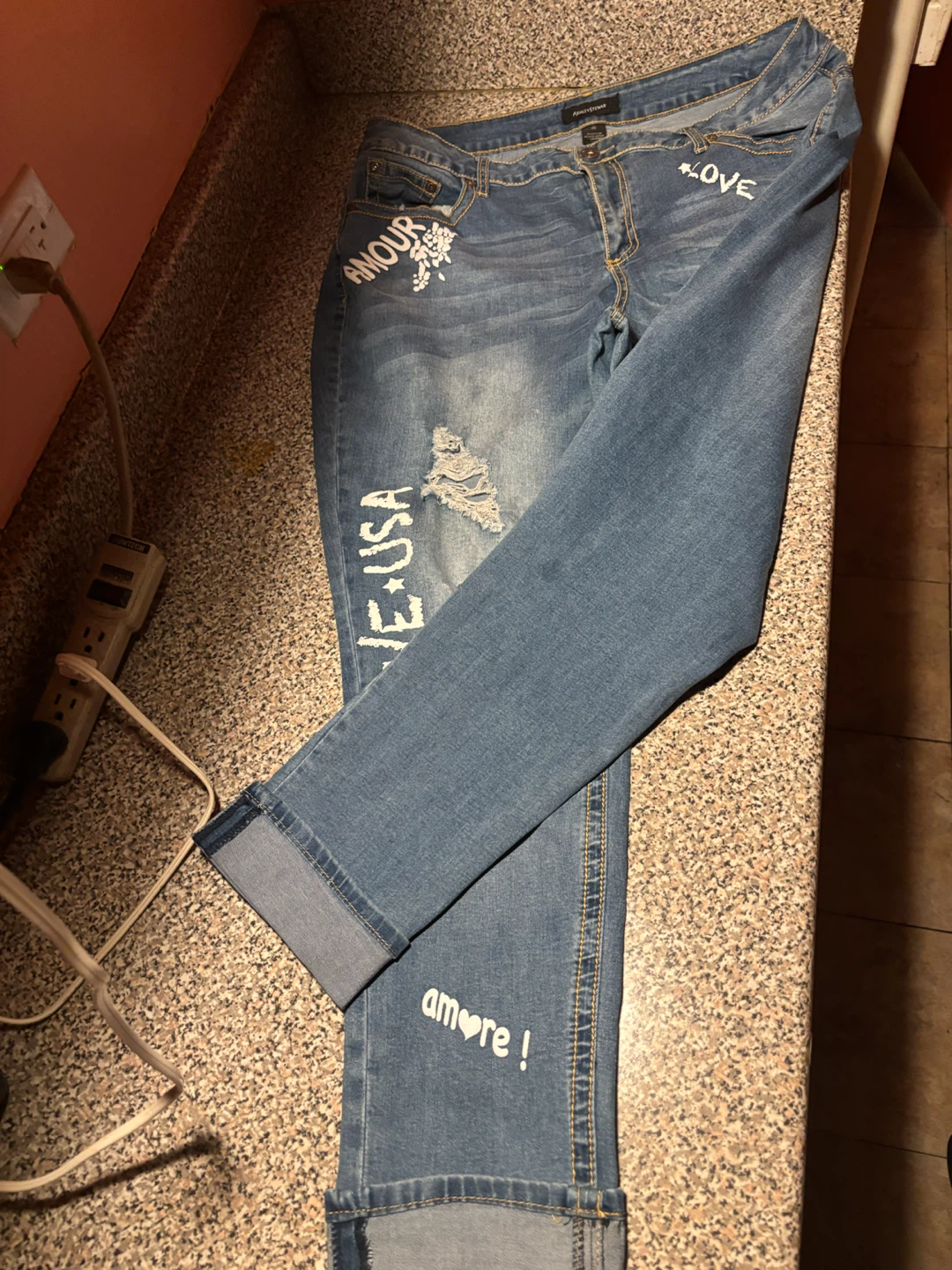 Womens "LOVE Revolution" Distressed Jeans - photo 2