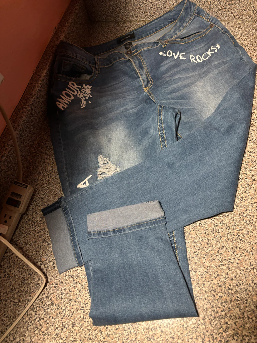 Womens "LOVE Revolution" Distressed Jeans - photo 3