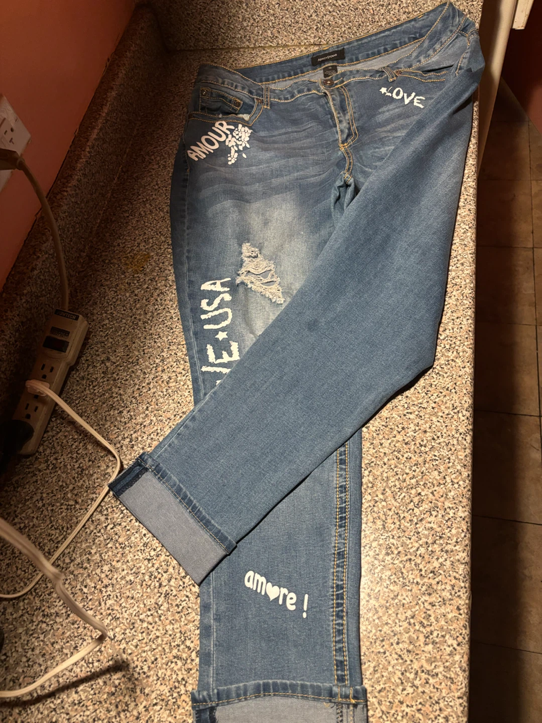 Womens "LOVE Revolution" Distressed Jeans - photo 4